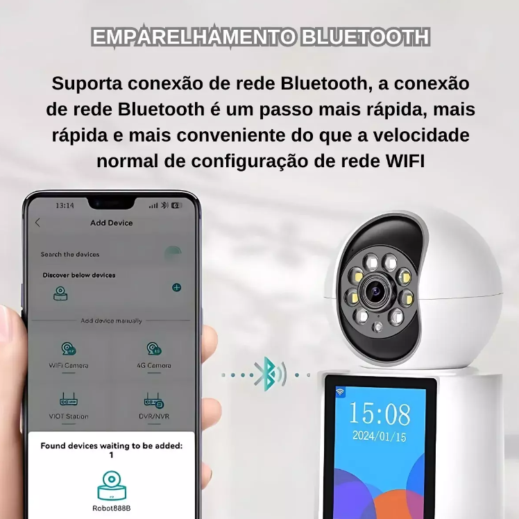 Câmera Wi-Fi Inteligente 4MP com tela integrada e Vídeo Chamada