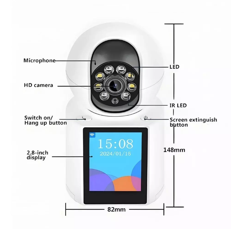 Câmera Wi-Fi Inteligente 4MP com tela integrada e Vídeo Chamada