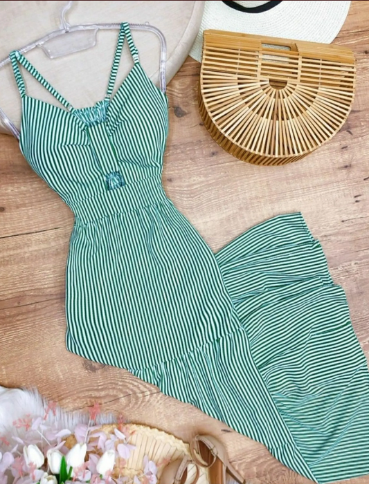 Vestido longo com bojo - Listrado