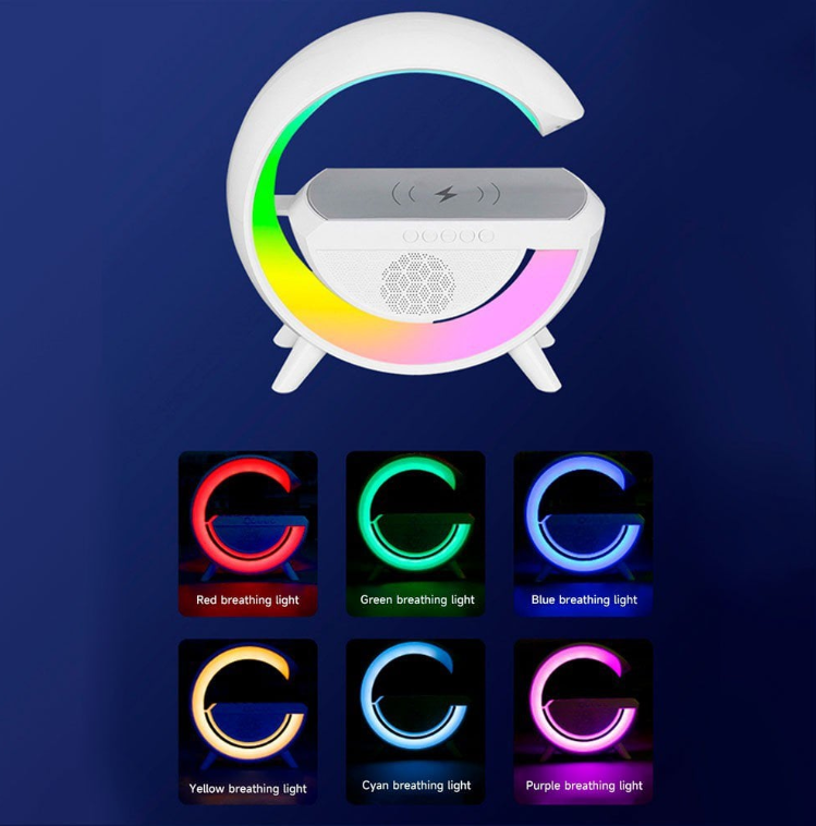 Luminária Smart Station - Caixa de Som e Carregador por Indução - LED