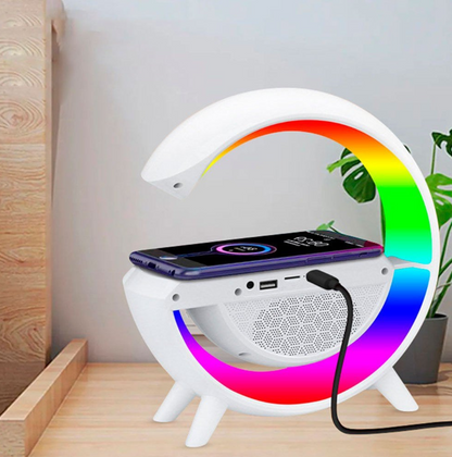 Luminária Smart Station - Caixa de Som e Carregador por Indução - LED