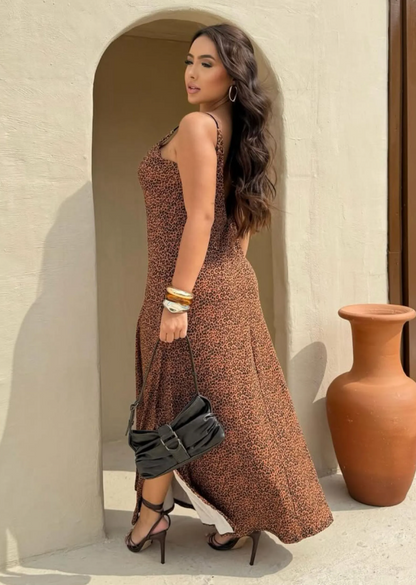 Vestido alça longo oncinha - Animal print