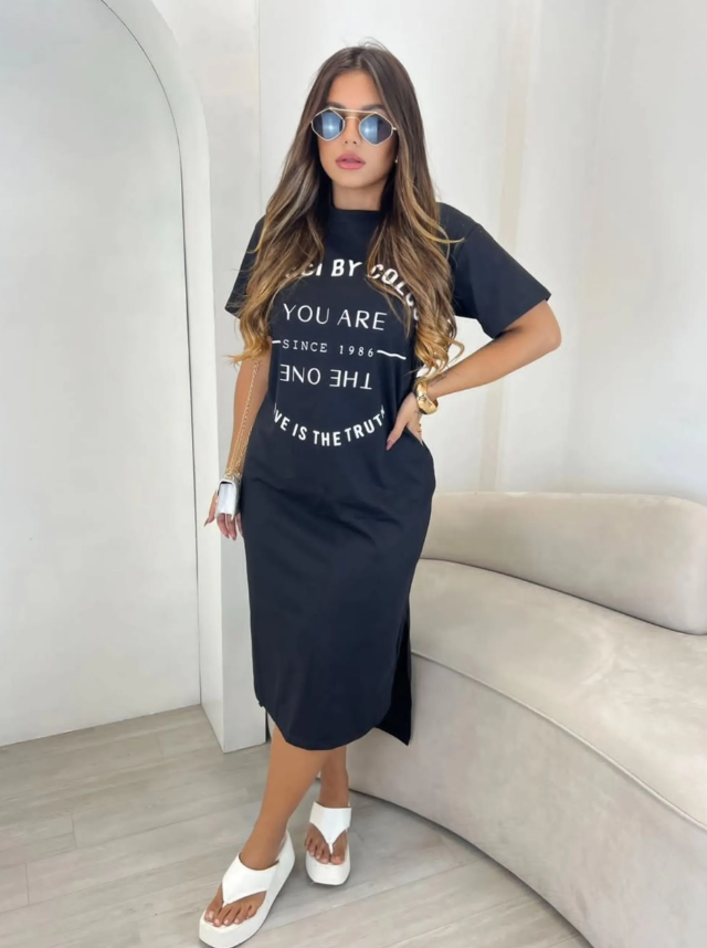 Vestido Midi T-shirt - Malha Algodão