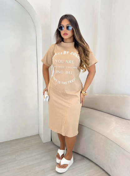 Vestido Midi T-shirt - Malha Algodão