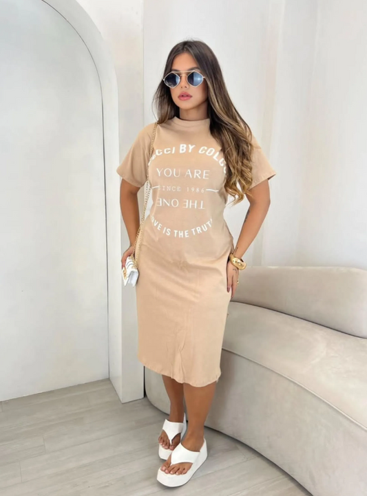 Vestido Midi T-shirt - Malha Algodão