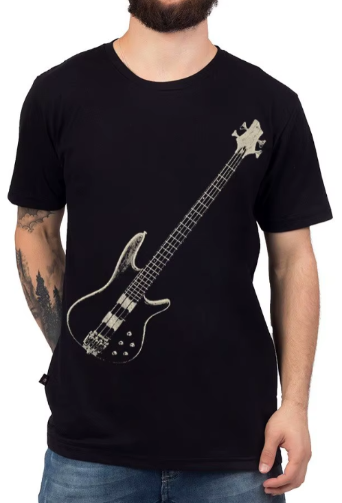 Camiseta estampa - Instrumento Baixo - Unissex