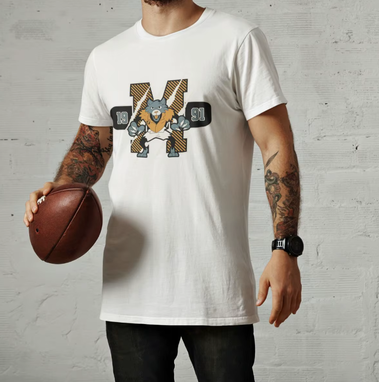 Camiseta masculina GuGi Estampa Mascote Lobo (100% Algodão Premium)