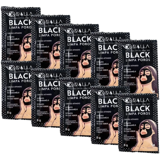 Máscara Facial Black Limpa Poros Peel Off Dalla DL1003 - Kit c/ 10 unid