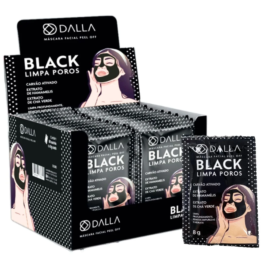 Máscara Facial Black Limpa Poros Peel Off Dalla DL1003 - Box c/ 60 unid