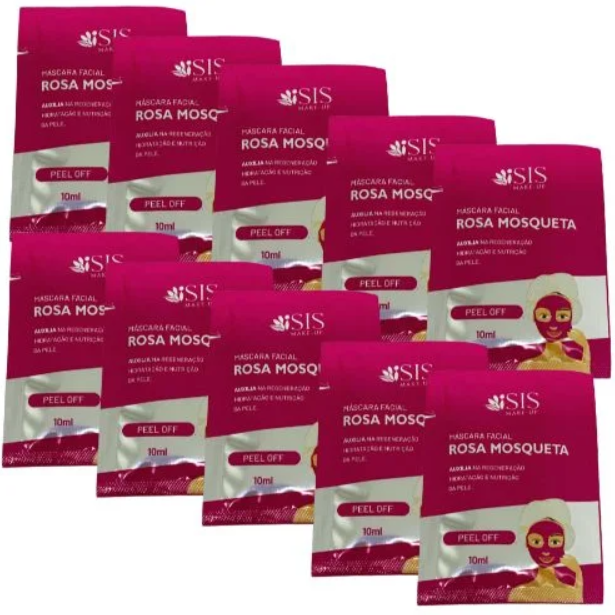 Máscara Peel Off Facial Rosa Mosqueta Isis Make-Up IS1076 - Kit c/ 10 unid
