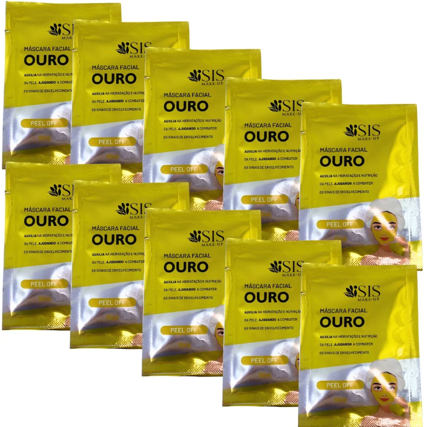 Máscara Peel Off Facial Ouro Isis Make-Up IS1083 - Kit c/ 10 unid