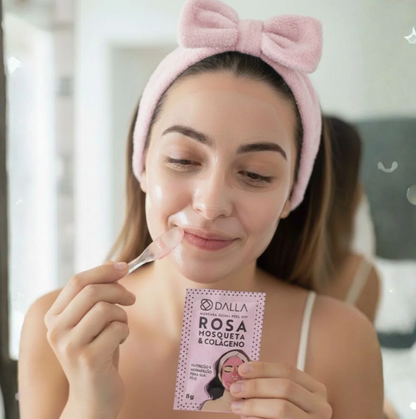 Máscara Facial Rosa Mosqueta & Colágeno Peel Off Dalla DL1005 - Kit c/ 10 unid