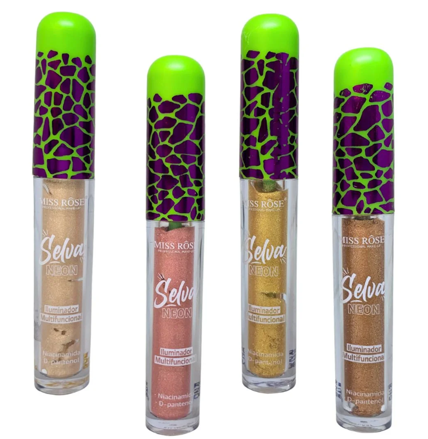 Iluminador Multifuncional Selva Neon Miss Rôse MR096 - Kit c/ 04 unid