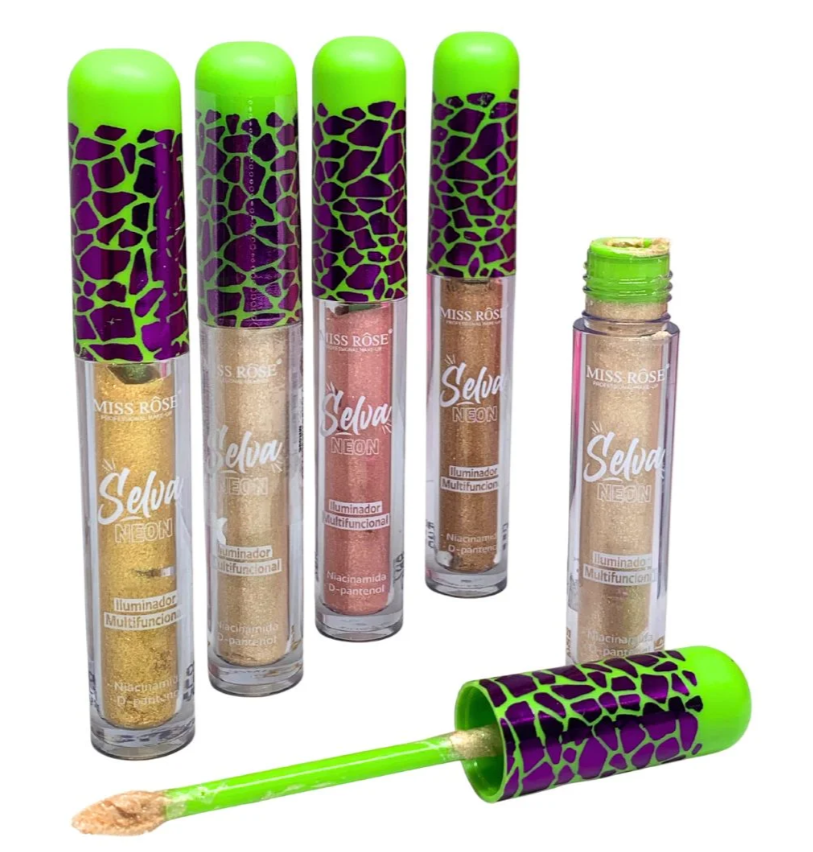Iluminador Multifuncional Selva Neon Miss Rôse MR096 - Kit c/ 04 unid