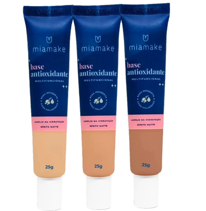 Base Líquida Matte Antioxidante Multifuncional Cores Escuras Mia Make 327 - Kit c/ 06 unid