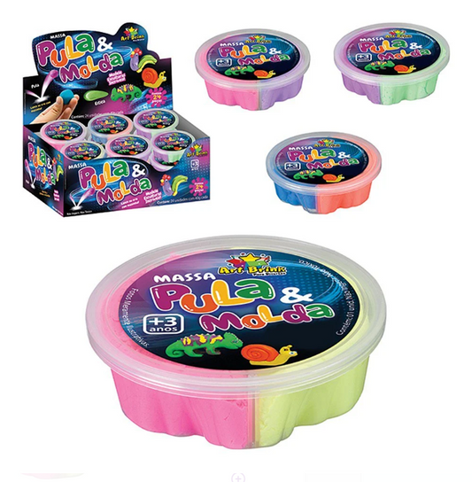 Massinha Pula & Molda colorida infantil 20G - 10 UNIDADES