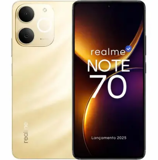 Smartphone Realme Note 70, 256GB, 4GB RAM, Android 14, Câmera 108MP Frontal 16MP, Tela 6,67