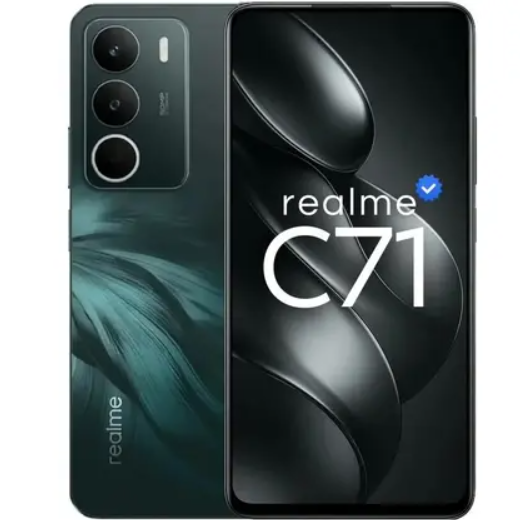 Smartphone Realme C71, 256GB, 4GB RAM, Câmera 50MP, Android 15, Tela 6,6 120Hz, Bateria 6300mAh, NFC, Dual SIM, Verde e Branco