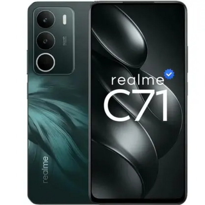 Smartphone Realme C71, 256GB, 4GB RAM, Câmera 50MP, Android 15, Tela 6,6 120Hz, Bateria 6300mAh, NFC, Dual SIM, Verde e Branco