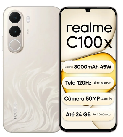 Celular Smartphone Realme C100x 256gb 4gb Ram - Dourado e Azul