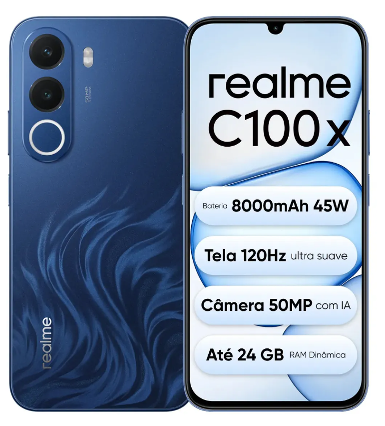 Celular Smartphone Realme C100x 256gb 4gb Ram - Dourado e Azul