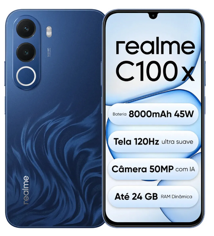 Celular Smartphone Realme C100x 256gb 4gb Ram - Dourado e Azul