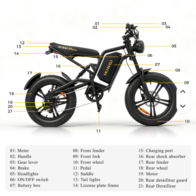 Bicicleta elétrica - S6 Pro - Híbrida - 950W