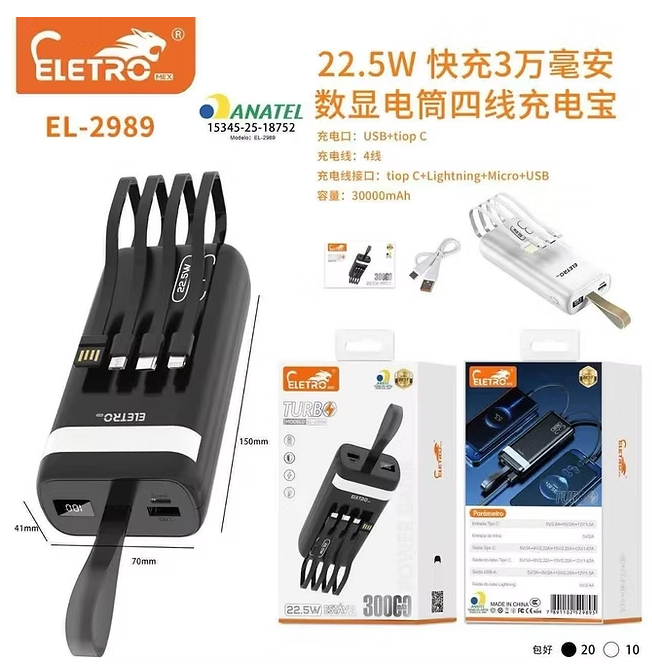 Carregador Portátil Turbo 30.000mah 22.5w