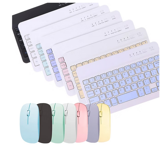 Kit Teclado e Mouse Sem Fio Bluetooth Para Tablet E Notebook Preto