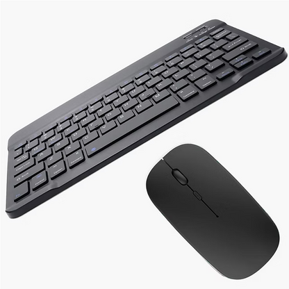 Kit Teclado e Mouse Sem Fio Bluetooth Para Tablet E Notebook Preto