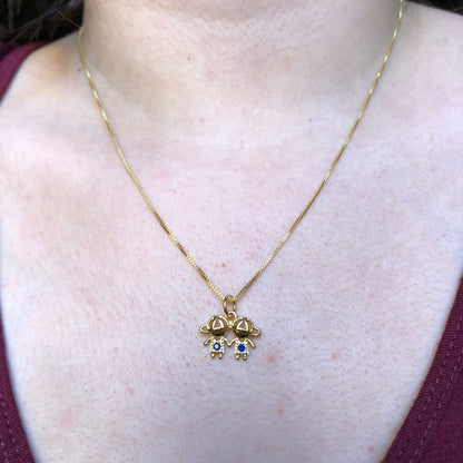 Colar de Casal de Filhos Banhado em Ouro 18k Nome:Menino
