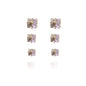 Trio Quadrado de Zircônia Rosa Claro Banhado em Ouro 18k