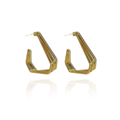 Brinco Argola Três Triangulos Banhado em Ouro 18k