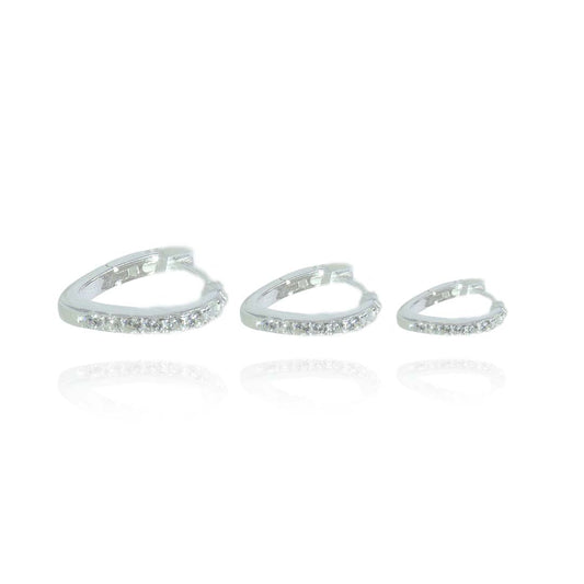 Trio de Argolinha Triângulo com Zircônia em Prata 925