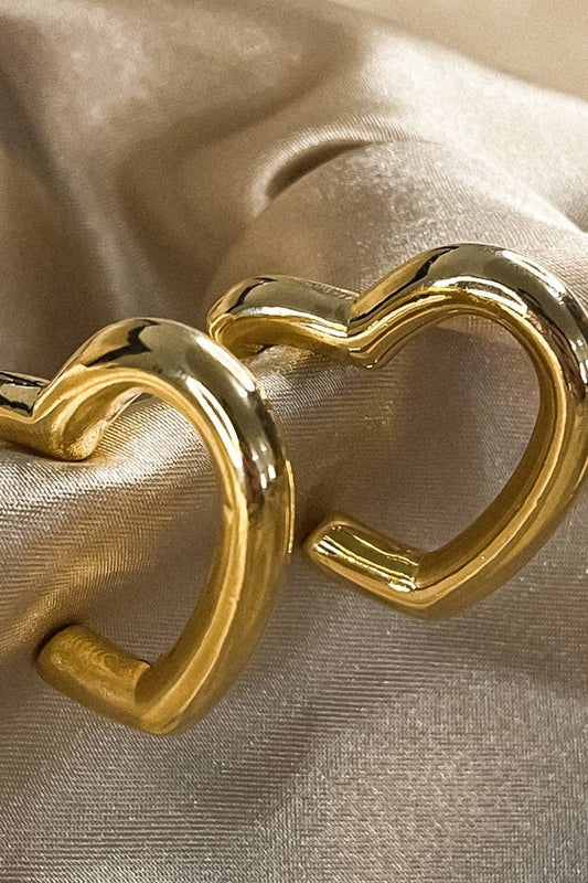 Brinco Argola de Coração Grossa Banhado em Ouro 18k