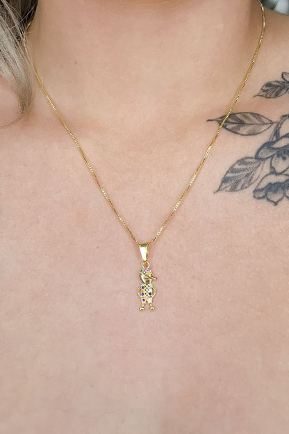 Colar Pingente Menino com Zircônia Colorida Banhado em Ouro 18k