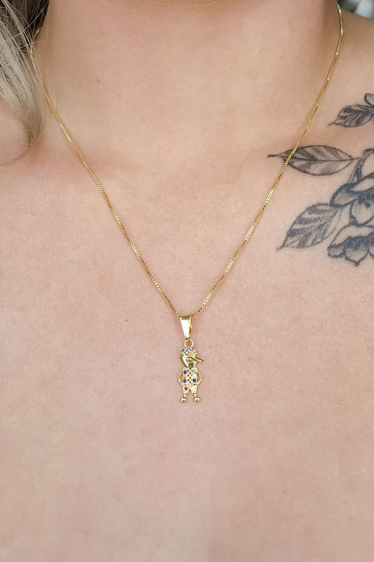Colar Pingente Menino com Zircônia Colorida Banhado em Ouro 18k
