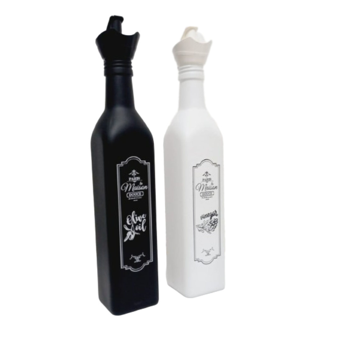 Porta Vinagre Azeite Galheteiro 2 Cores Vidro Decorado c/ Bico 500ML