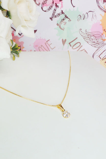 Colar Pingente Ponto de Luz Banhado em Ouro 18k