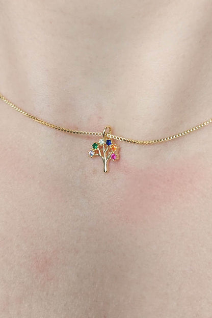 Choker Árvore da Vida Colorida Banhado em Ouro 18k