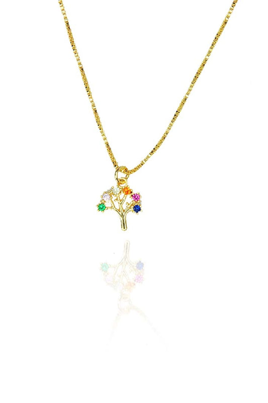 Choker Árvore da Vida Colorida Banhado em Ouro 18k