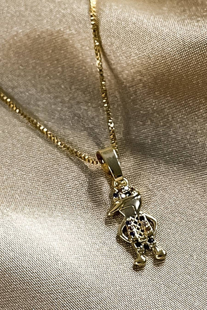 Colar Pingente Menino com Zircônia Colorida Banhado em Ouro 18k