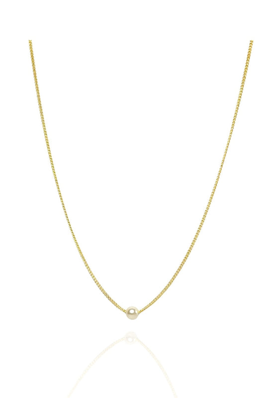 Choker Com Uma Pérola Banhado em Ouro 18k
