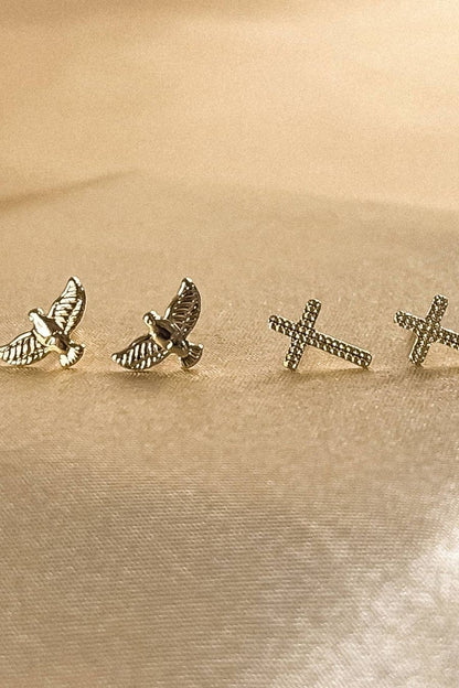 Duo de Cruz e Espírito Santo Banhado em Ouro 18k