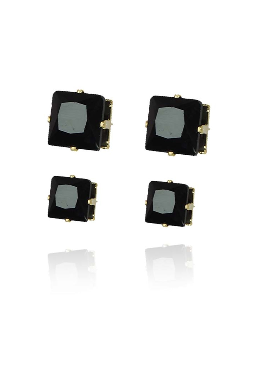 Duo Quadrado de Zircônias Grande Preto Banhado em Ouro 18k