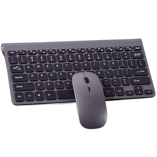 Mini Teclado Sem Fio Compacto e Mouse USB Wireless - ABNT2 Cor:Cinza
