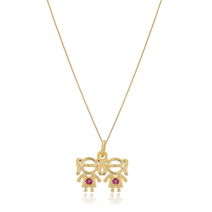Colar de Casal de Filhos Banhado em Ouro 18k Nome:Menino
