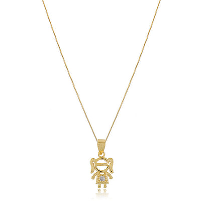 Colar de Casal de Filhos Banhado em Ouro 18k Nome:Menino