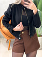 Shorts Saia em Alfaiataria Louis Twill com Bolsos Falsos Paola Ref. 1538