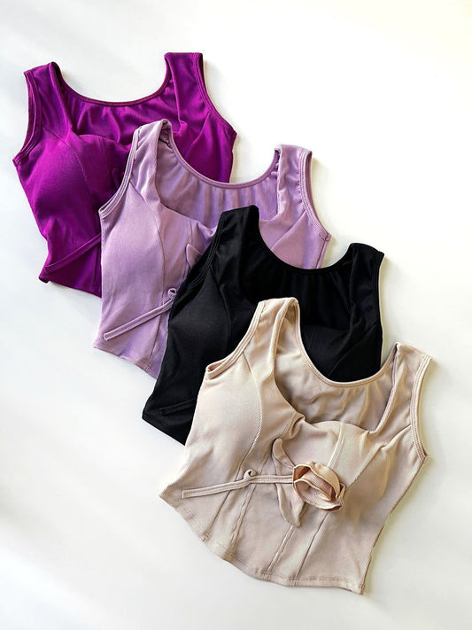 Cropped em Ribana Corset sem Manga com Flor Sabrina Ref. 69